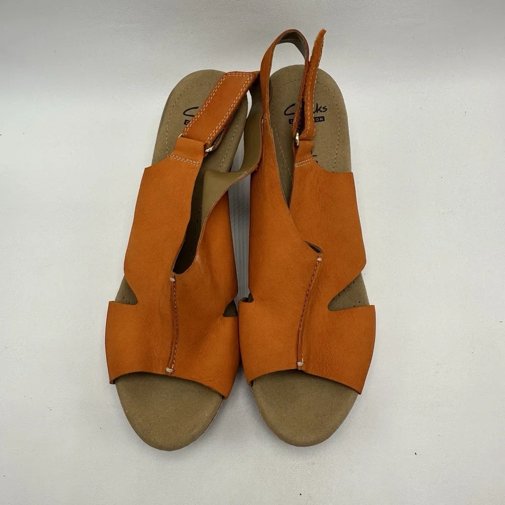 Clarks Orange Wedge Sandals